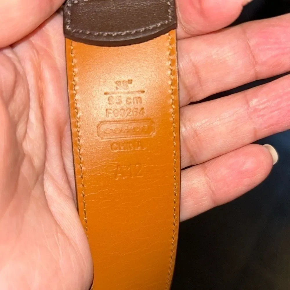 Men’s Coach Brown Gold 38” 95cm Leather Belt Classic​​​​​​​​​​​​​​​​​​​​​